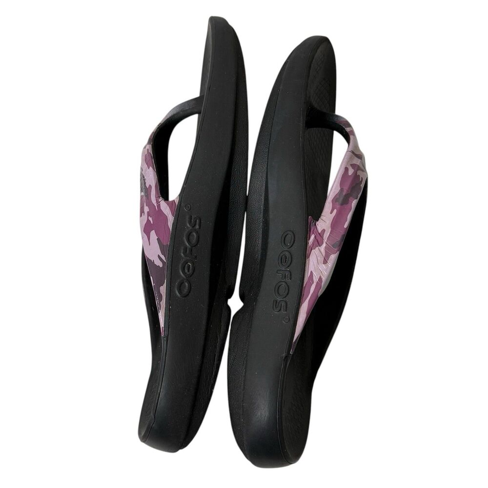 OOFOS OOlala Limited Recovery Sandals Womens 9 Purple Camo Flip Flops EU 40 - Picture 3 of 11